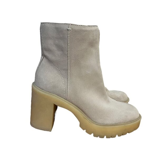 Dolce Vita Beige Suede Platform Ankle Boots With Block‎ Heel Size 7.5 - Picture 4 of 8